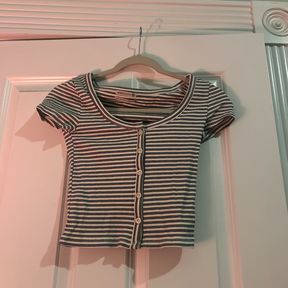 Urban Outfitters Striped Short Sleeve Tee - Black and White